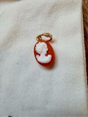 Clare V cameo Charm Pendant with Gold Clasp